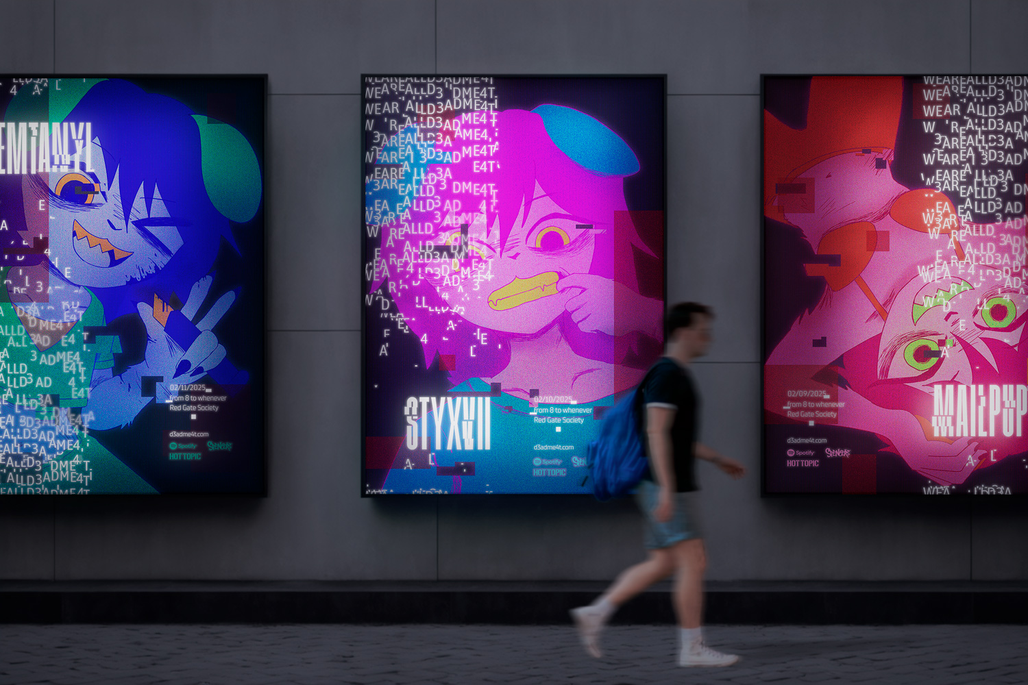 Series of 3 posters for the D3ADME4T music festival.