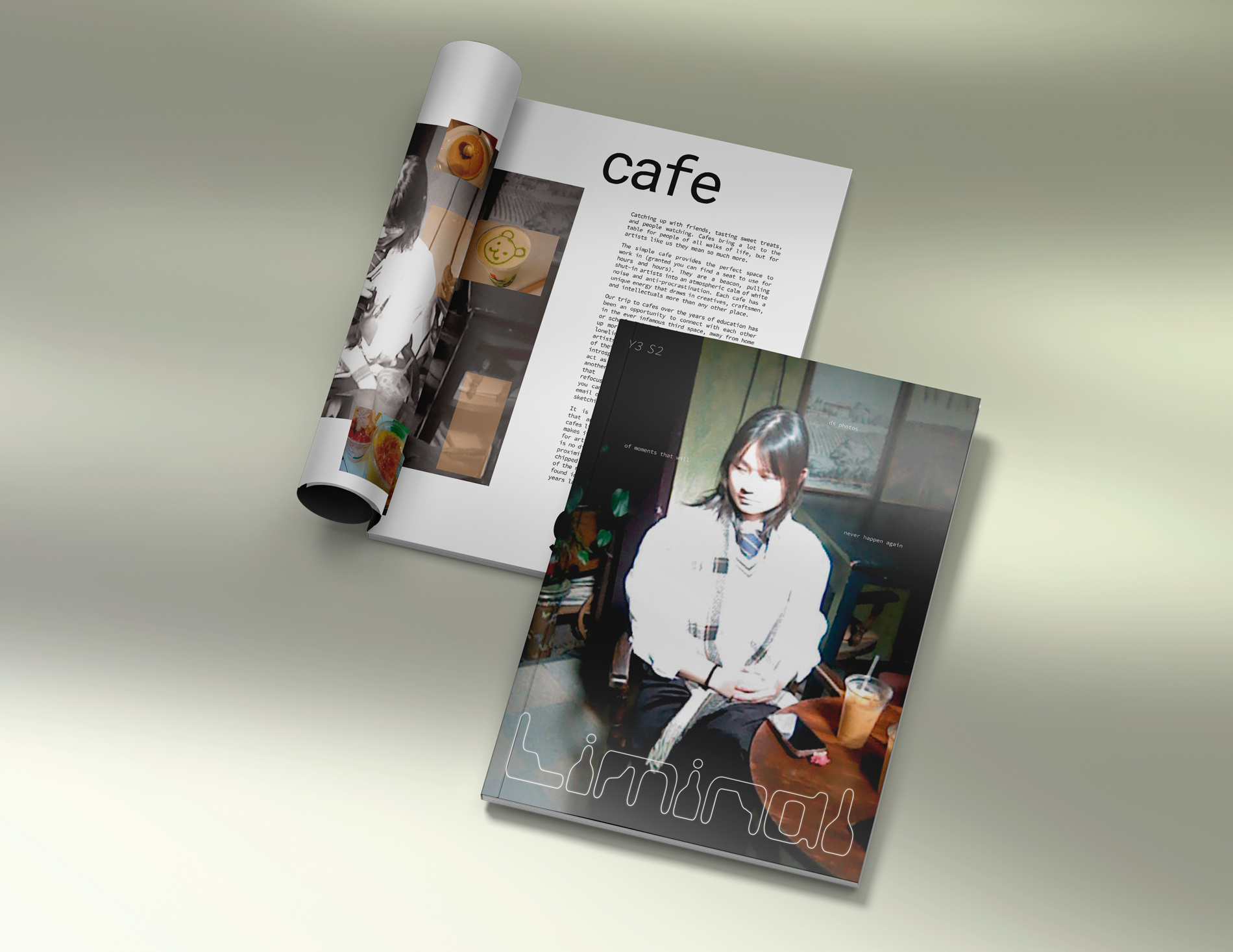 Magazine design mockup of Liminal issue one.